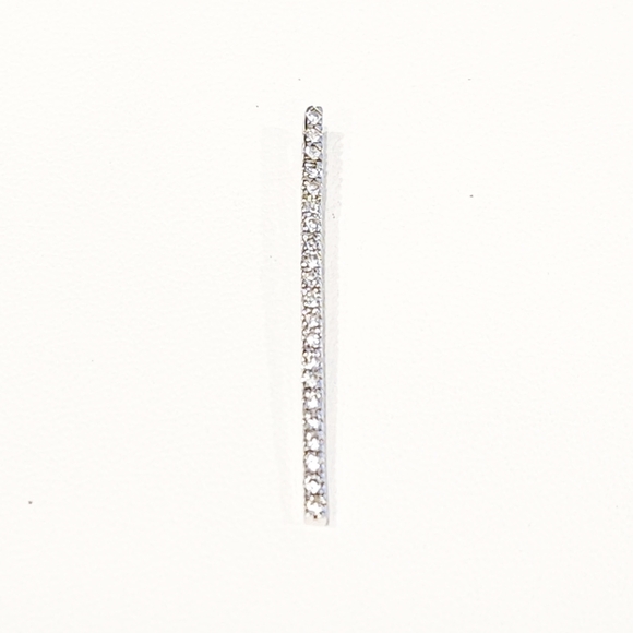 White Diamond Paved Vertical Bar Pendant Sterling Silver 925 Sparkly Pendant - Picture 11 of 11